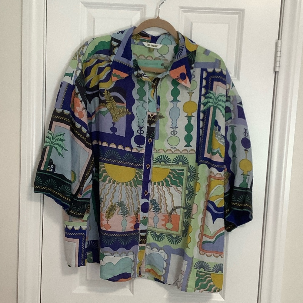 Anthropologie Multicolor Geometric Button Down Shirt